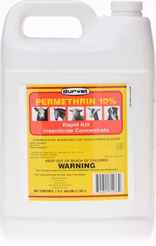 Durvet permethrin insecticide for cattle fly and pest control